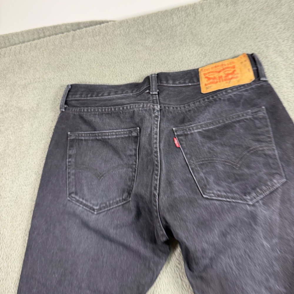 Levis 501 Original Fit Mens Jeans 33x30 Black Straight Leg Button Fly Denim